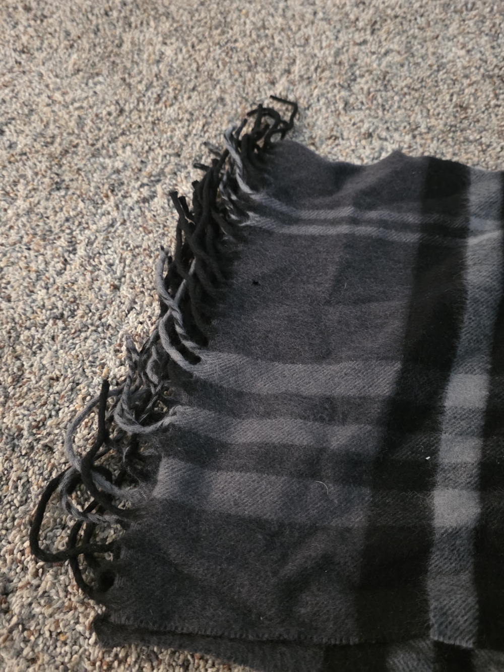 Source Unknown Black & Gray Plaid Fringed Men’s Scarf